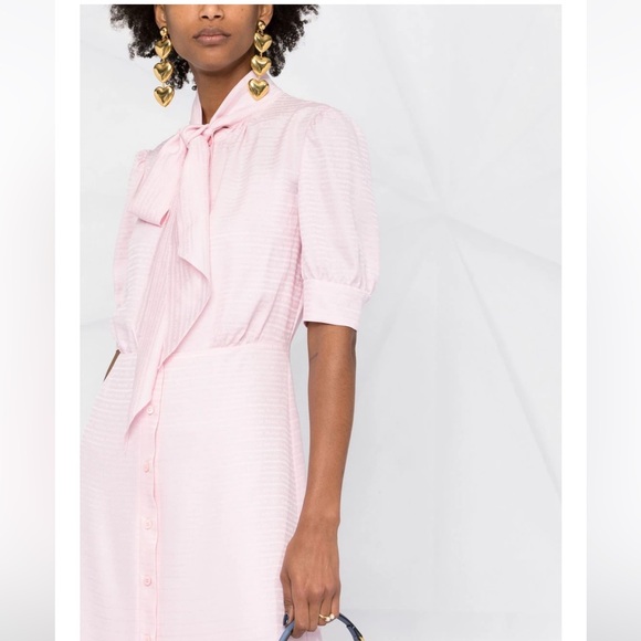PRADA***Pink Bow-Tie Silk Midi Dress***42; US 8 $3350 - Picture 4 of 10